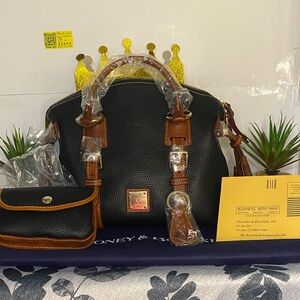 Dooney & Bourke Domed Satchel and matching coin purse  ,key fob